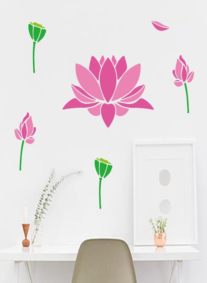 MAYJOYDIY 2pcs Lotus Stencil Summer Lotus Flower Stencil Splicing Style 11.8×11.8inch with Paint Brush Lotus Seedpod Template for Wood/Canvas/Paper/Fabric/Walls/Furniture - Image 5